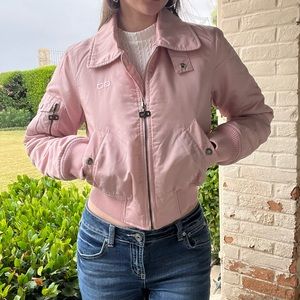 Vintage Guess Pink Puff Bomber Jacket